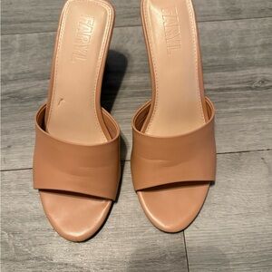 Farylrobin Tan Slide Heel Sandal